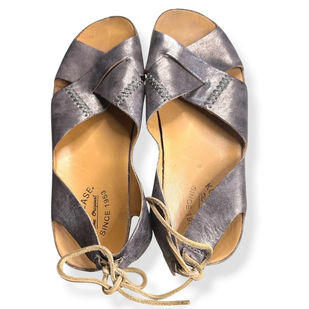 Kork-Ease Rebecca Sandal Metallic Leather‎ Pewter Boho Festival Womens 10/42